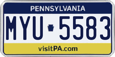 PA license plate MYU5583