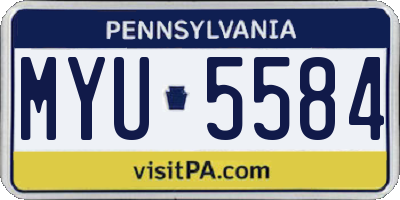 PA license plate MYU5584