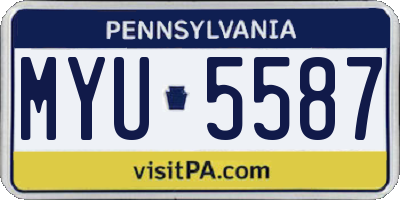 PA license plate MYU5587