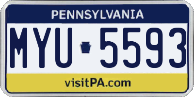 PA license plate MYU5593