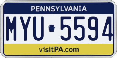 PA license plate MYU5594