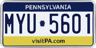 PA license plate MYU5601