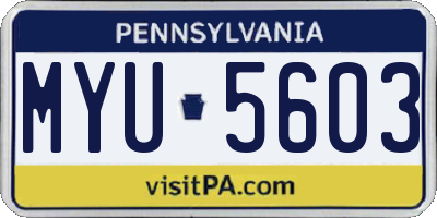PA license plate MYU5603