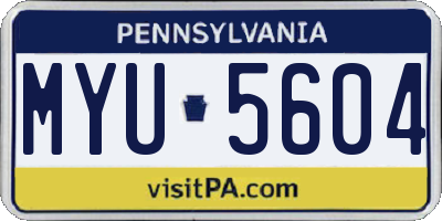 PA license plate MYU5604