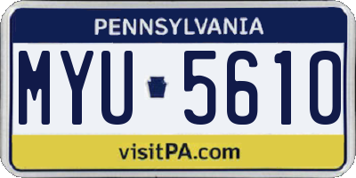 PA license plate MYU5610