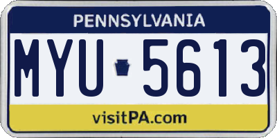 PA license plate MYU5613