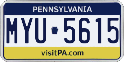 PA license plate MYU5615