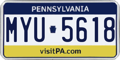 PA license plate MYU5618