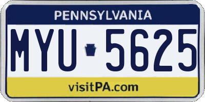 PA license plate MYU5625