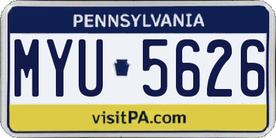 PA license plate MYU5626