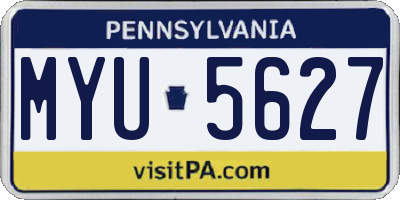 PA license plate MYU5627