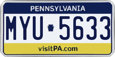 PA license plate MYU5633