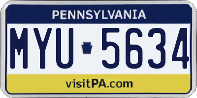PA license plate MYU5634