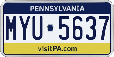 PA license plate MYU5637
