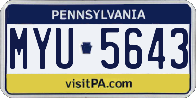 PA license plate MYU5643