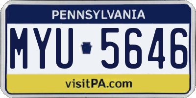 PA license plate MYU5646