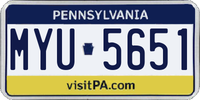 PA license plate MYU5651
