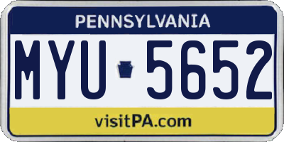 PA license plate MYU5652