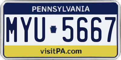 PA license plate MYU5667