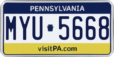PA license plate MYU5668