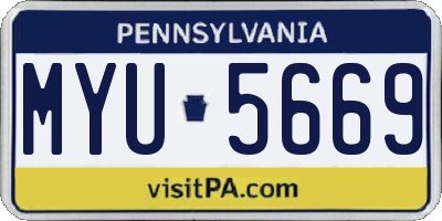 PA license plate MYU5669