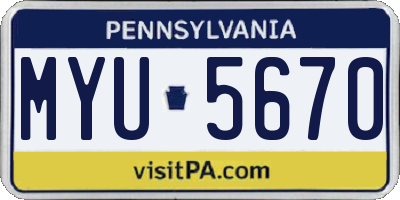 PA license plate MYU5670