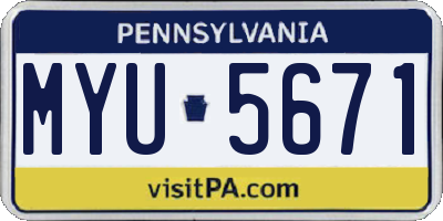 PA license plate MYU5671