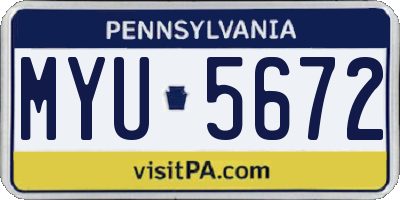 PA license plate MYU5672