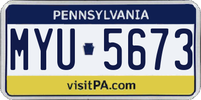 PA license plate MYU5673