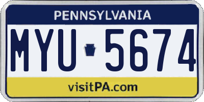 PA license plate MYU5674