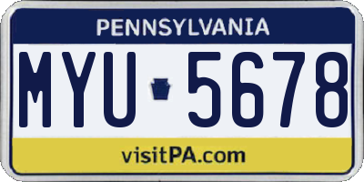 PA license plate MYU5678