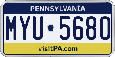 PA license plate MYU5680