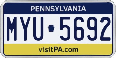 PA license plate MYU5692