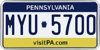 PA license plate MYU5700