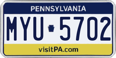 PA license plate MYU5702