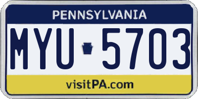 PA license plate MYU5703