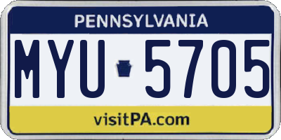 PA license plate MYU5705