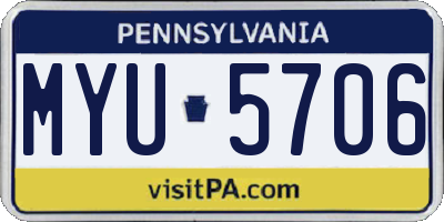 PA license plate MYU5706