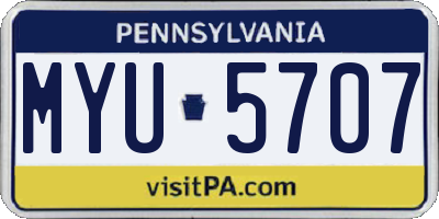 PA license plate MYU5707