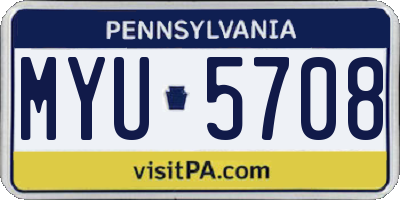 PA license plate MYU5708