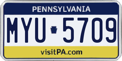 PA license plate MYU5709