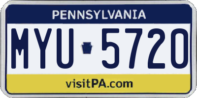 PA license plate MYU5720