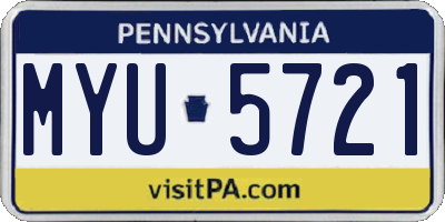 PA license plate MYU5721