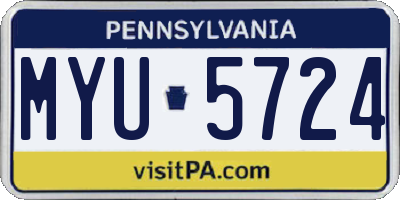 PA license plate MYU5724