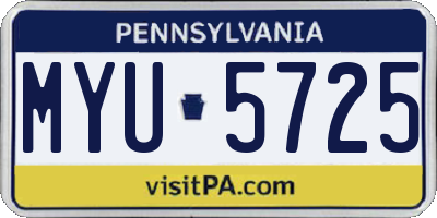 PA license plate MYU5725