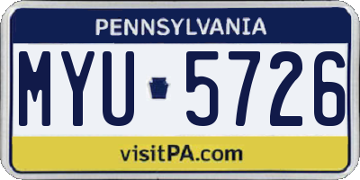 PA license plate MYU5726