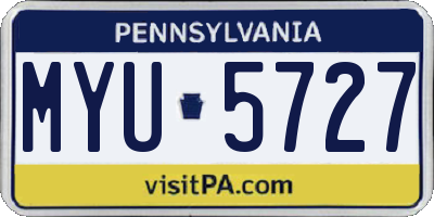 PA license plate MYU5727