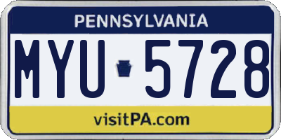 PA license plate MYU5728