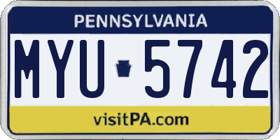 PA license plate MYU5742