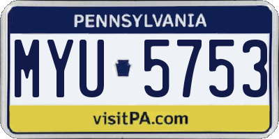PA license plate MYU5753